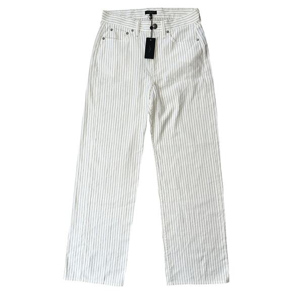 NWT rag & bone Logan Stripe Wide Leg Linen Cotton Blend Jeans 6 28X31 - Picture 1 of 8